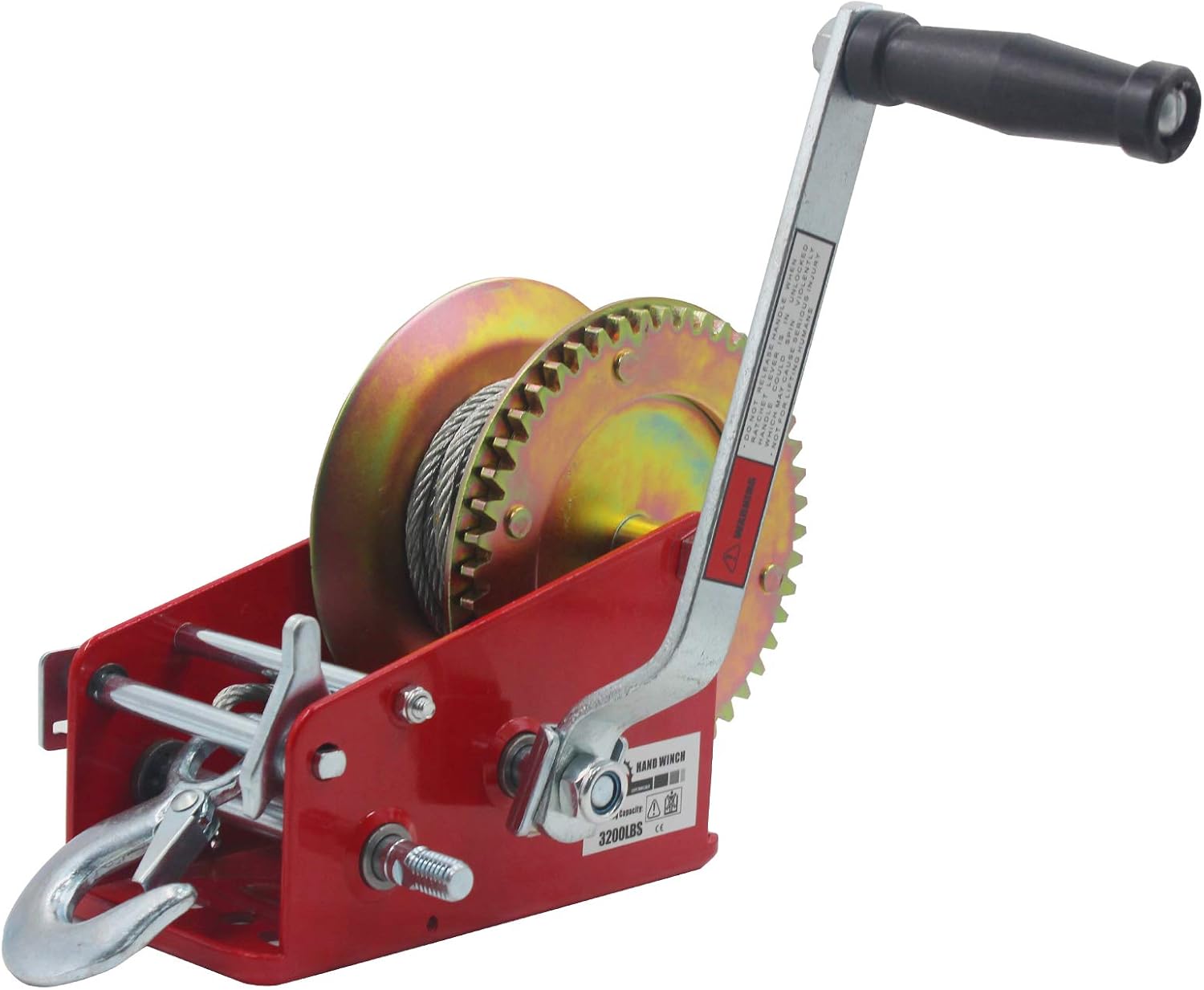 OpenRoad 3200lbs Hand Winch Boat Winch, Hand Crank Winch with 10m (32ft) Cable Manual Winches