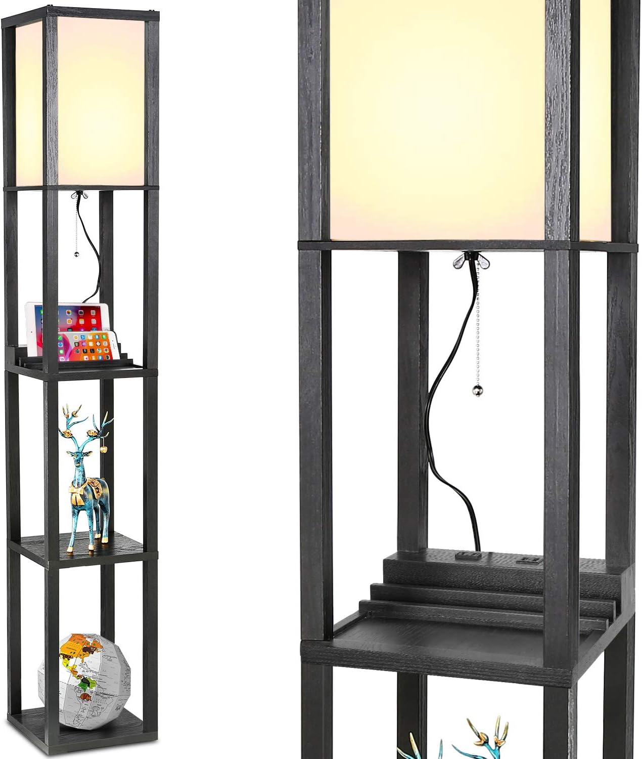 Hykolity Modern LED Shelf Floor Lamp, Shelf