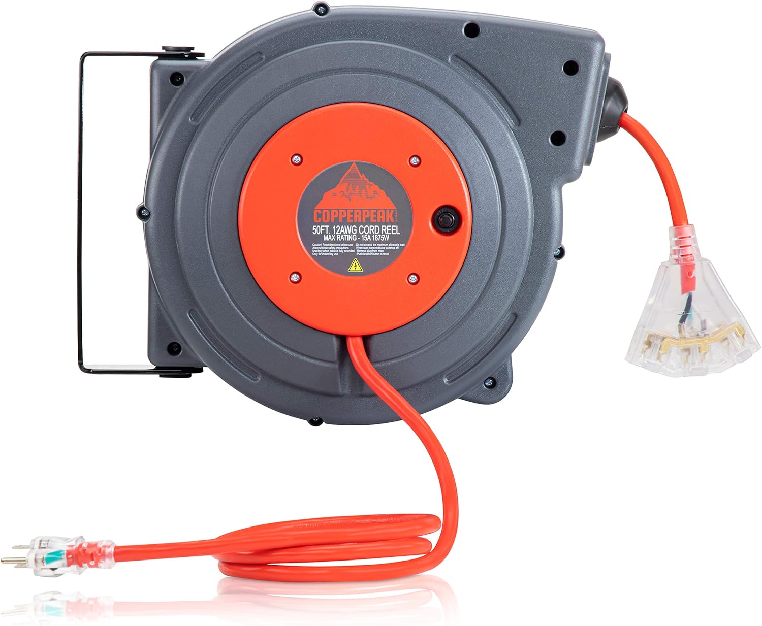 CopperPeak Tools CopperPeak 50 ft Retractable Extension Cord Reel Ceiling or Wall Mount 12